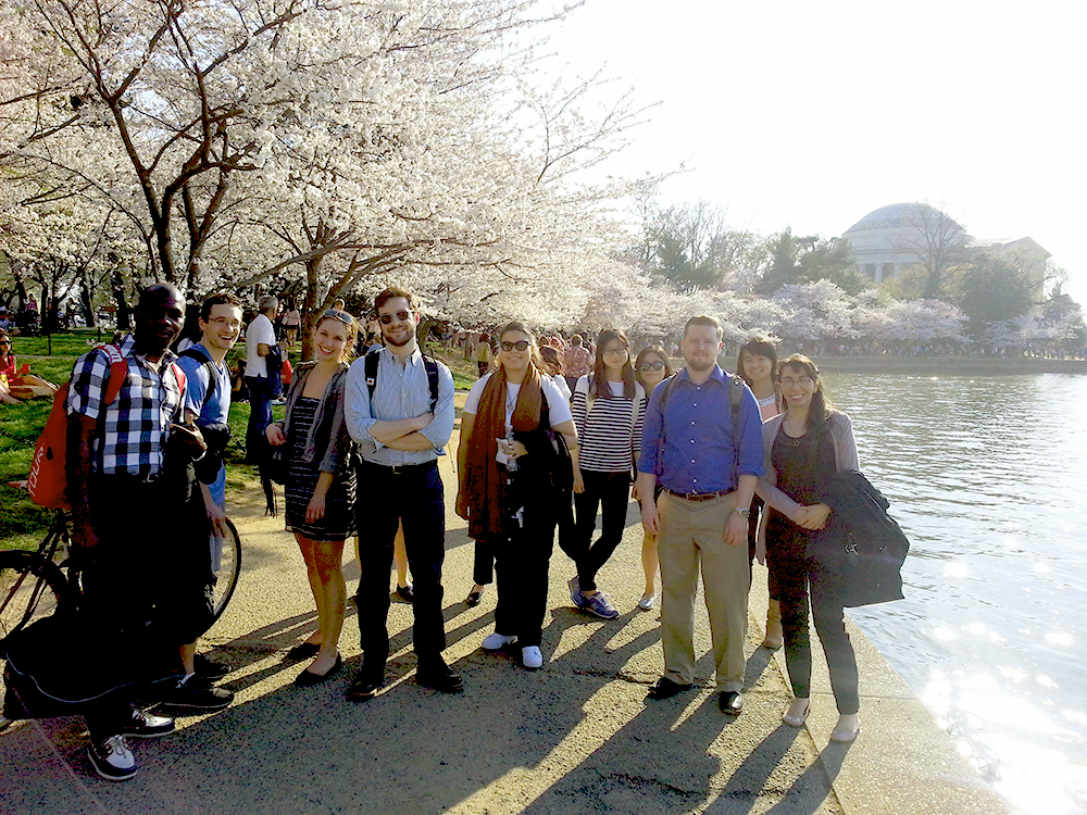 ICCT staff at the Tidal Basin in DC, near the Jefferson Memorial, during the 2016 Cherry Festival