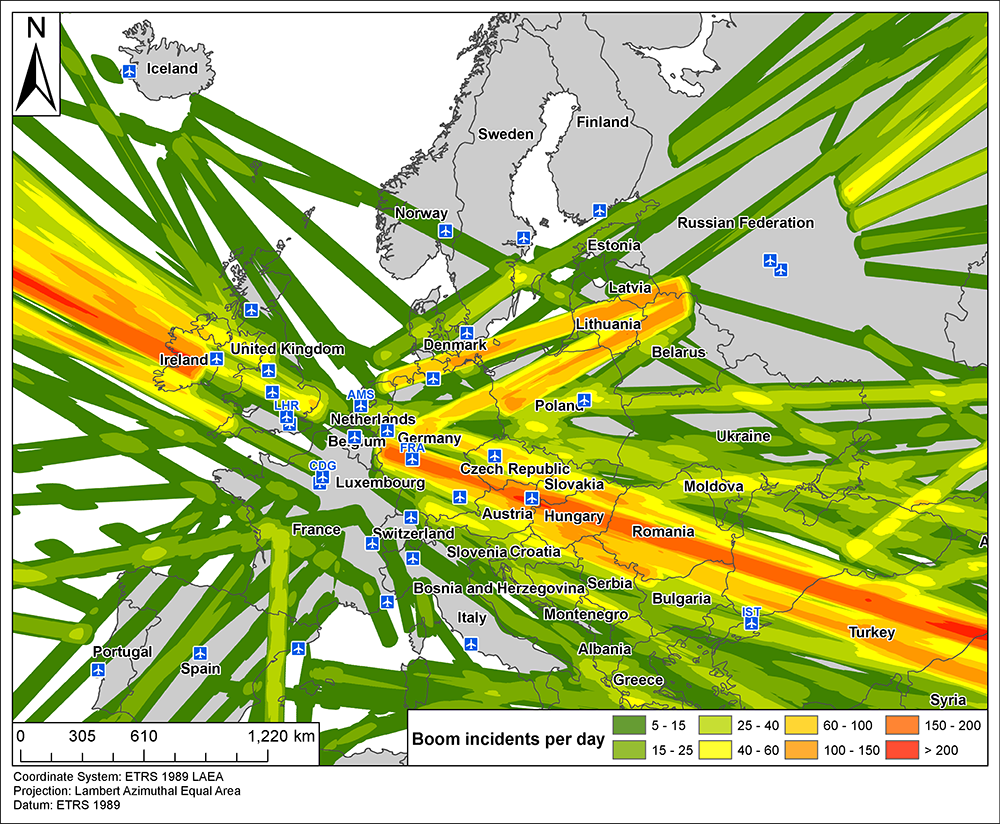 Super sonic booms in Europe 2035